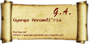 Gyenge Annamária névjegykártya